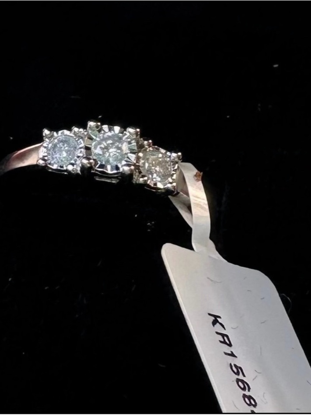 SALE Classic Three-Stone Sterling Diamond Ring 7